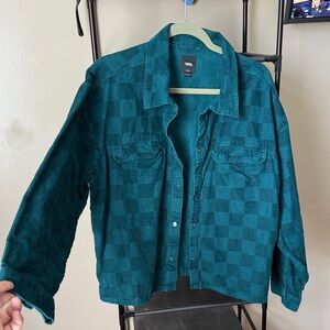 Vans Teal Checkerboard Corduroy Shirt Jacket